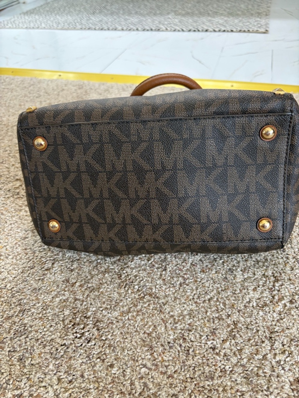 Michael Kors Beige and Tan Logo Dome Satchel - Picture 7 of 7